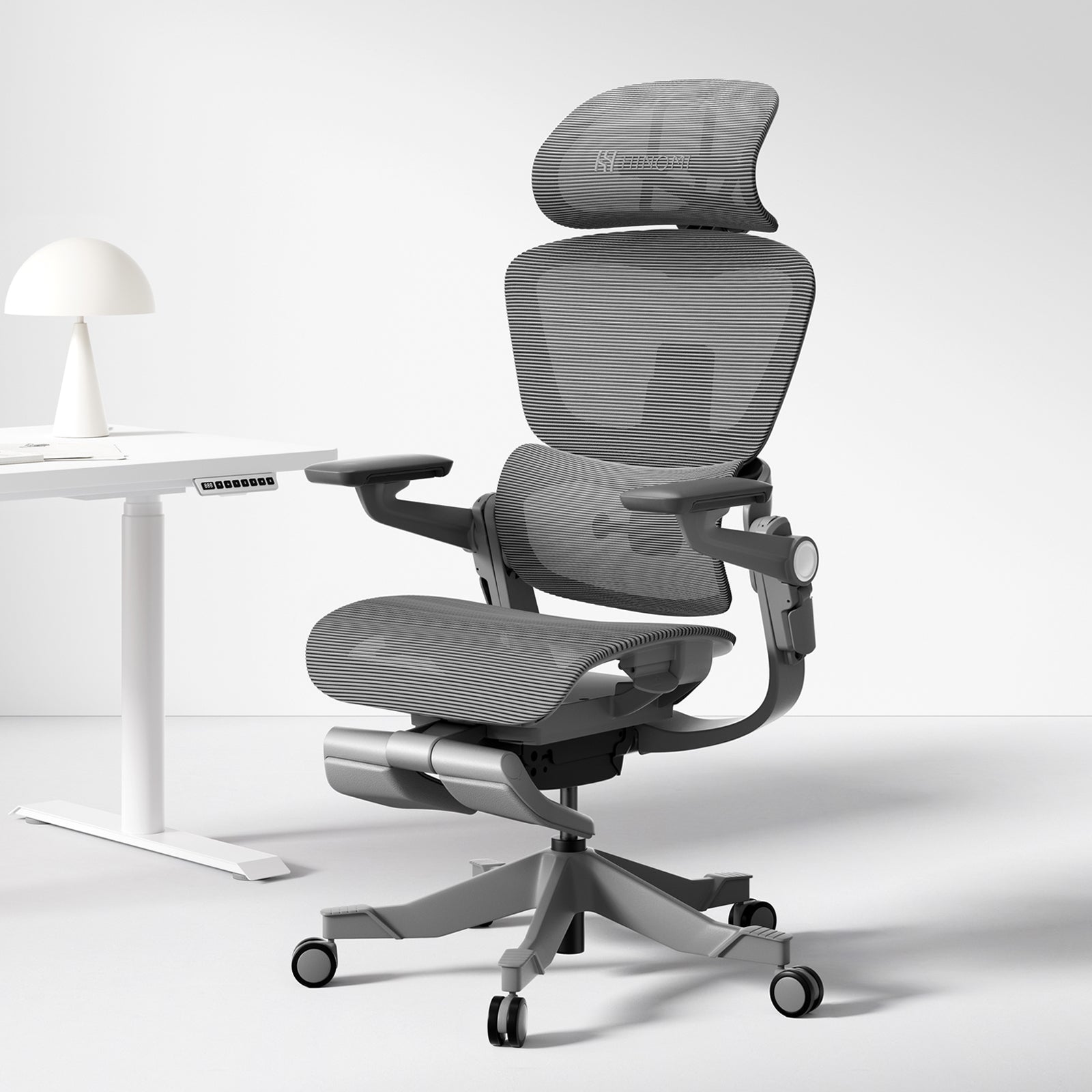 Nyxi Premium Bürostuhl Mit Netzrücken – Verstellbare Kopf- & Lendenstütze, 3D-Armlehnen, Gasfeder Klasse 3, Bis 150 Kg