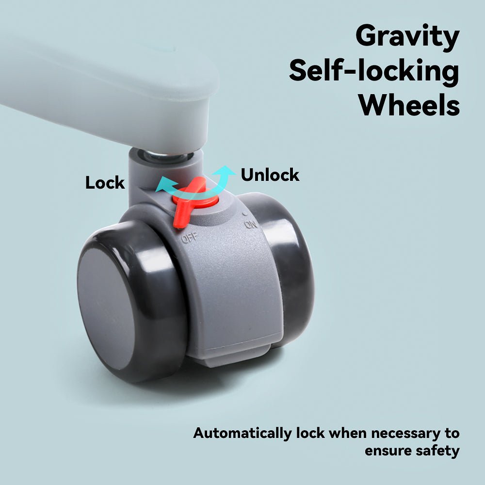 Zee ergonomic kids study desk chair is with gravity self-locking wheels automatically lock when necessary to ensure safety