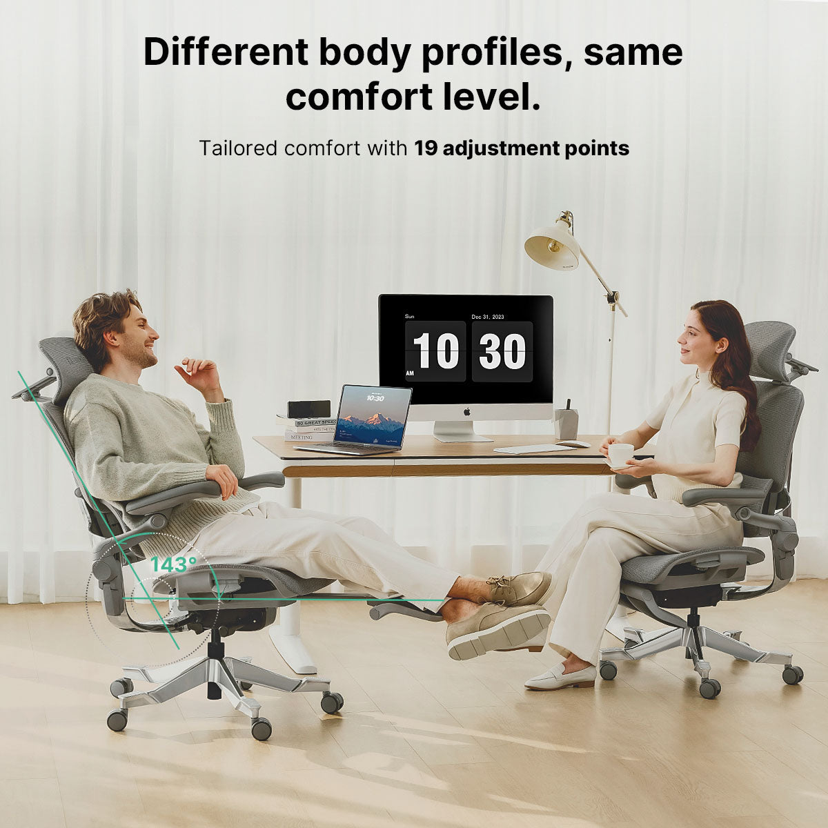 Ergonomiczne krzesło biurowe Hinomi H2 Pro z opcjonalnym podnóżkiem