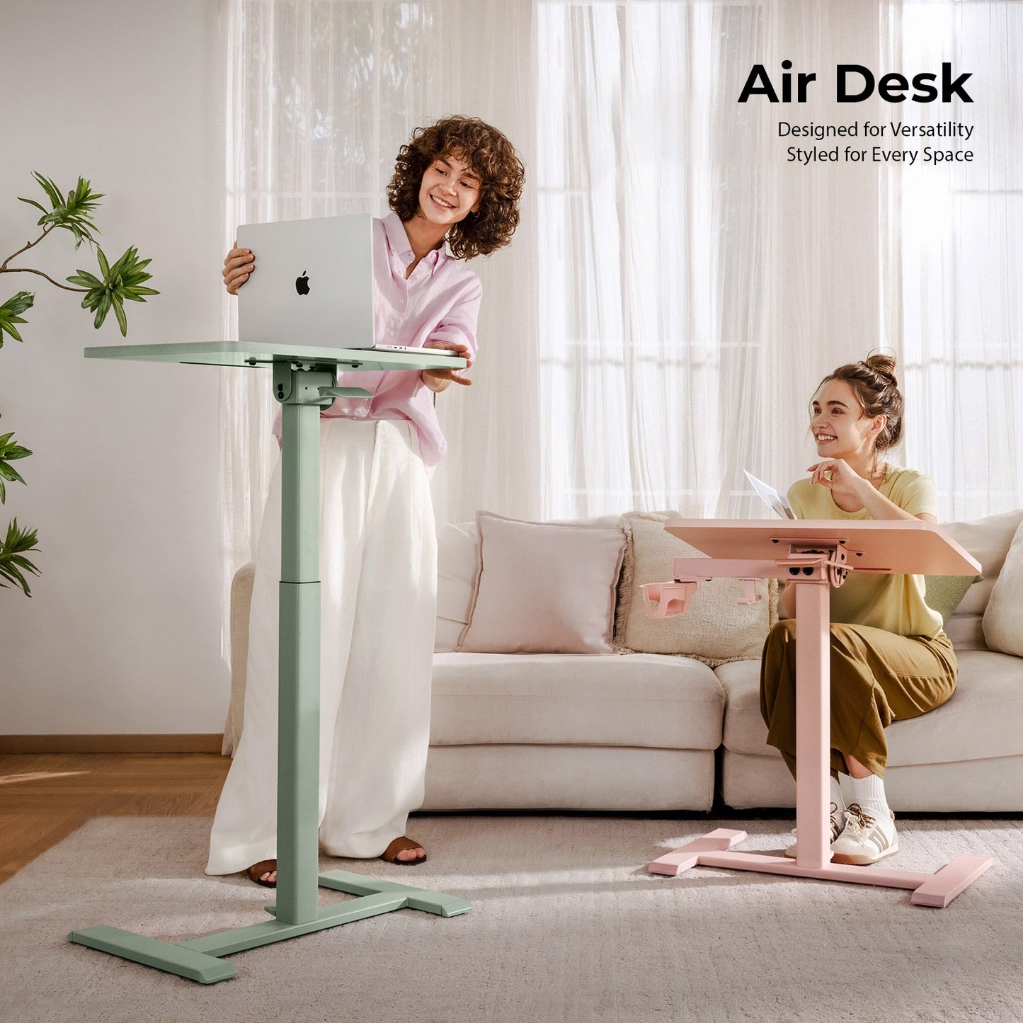 Bureau Hinomi Air réglable en hauteur, inclinable, pliable avec roues | Table pour ordinateur portable