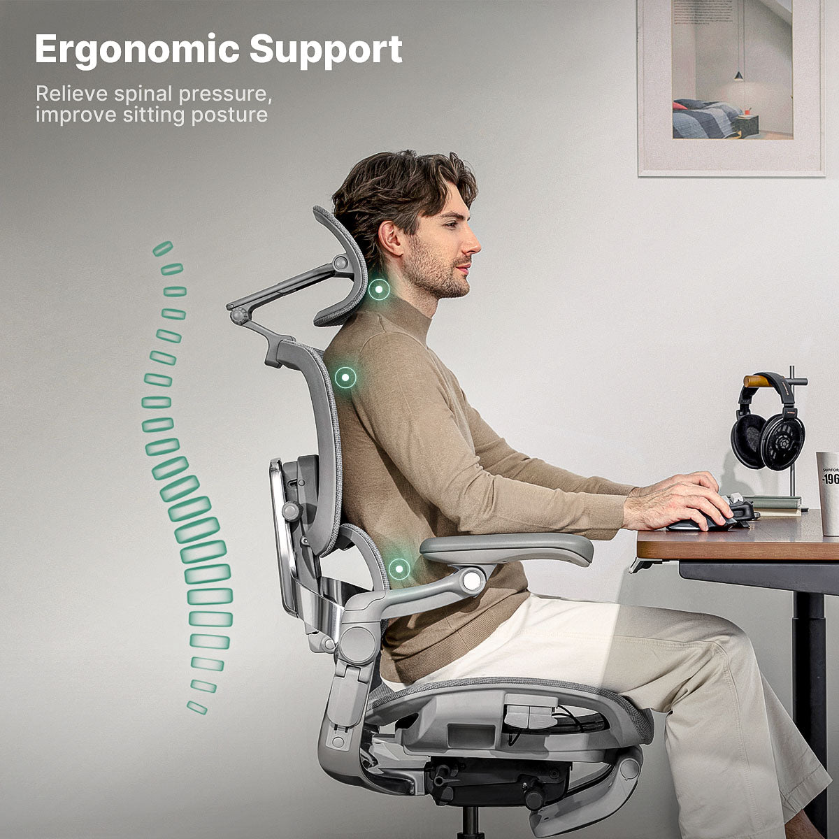 Ergonomiczne krzesło biurowe Hinomi H2 Pro z opcjonalnym podnóżkiem