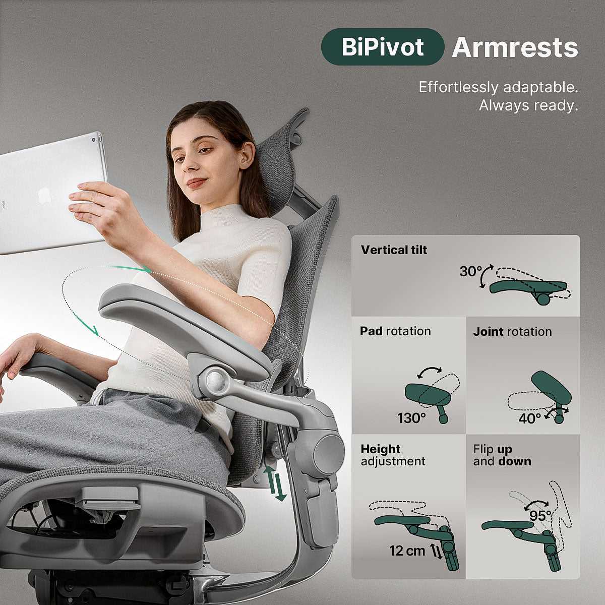 Ergonomiczne krzesło biurowe Hinomi H2 Pro z opcjonalnym podnóżkiem