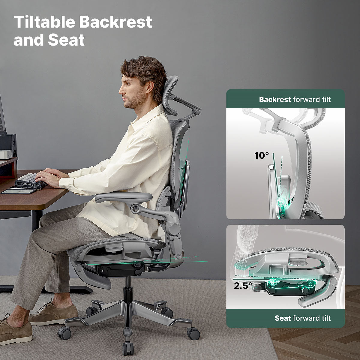 Ergonomiczne krzesło biurowe Hinomi H2 Pro z opcjonalnym podnóżkiem