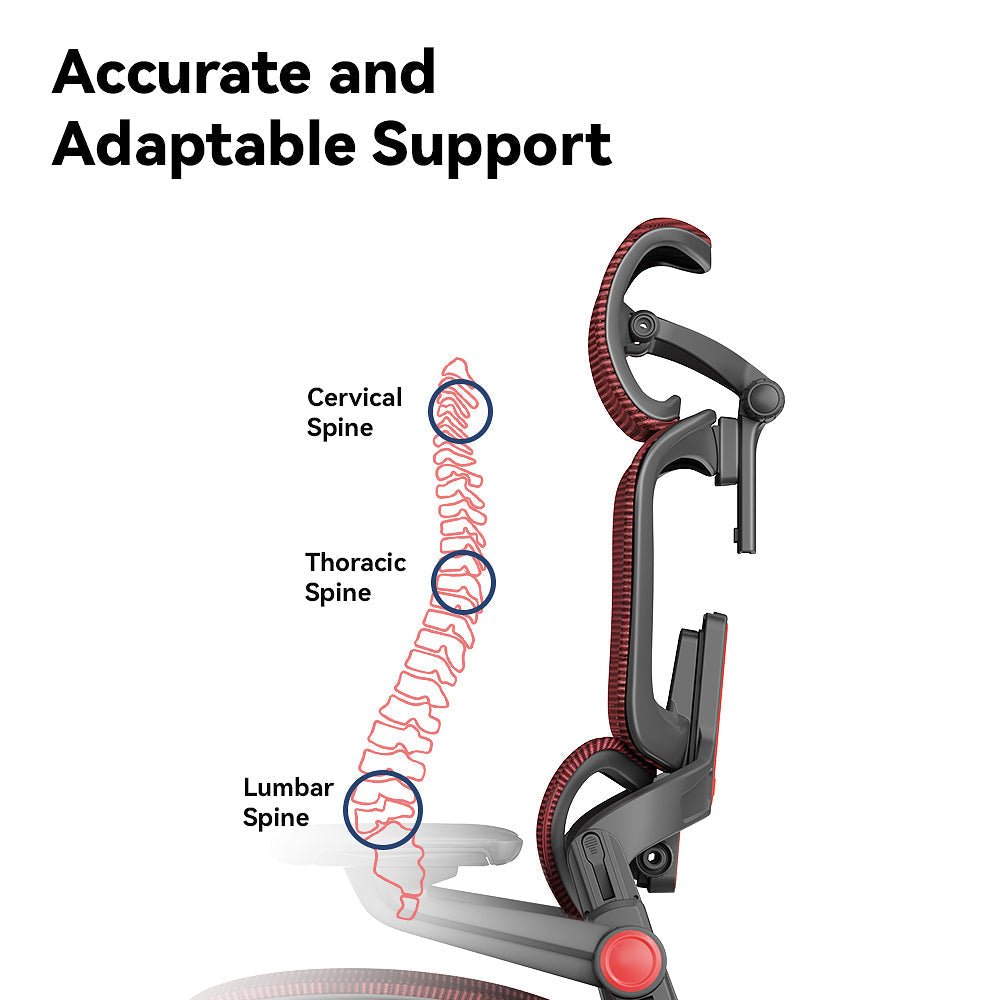 H1 Pro Ergonomic Gaming Chair can provide you with accurate and adaptable Support for your three important positions: cervical spine, thoracic spine and lumbar spine 