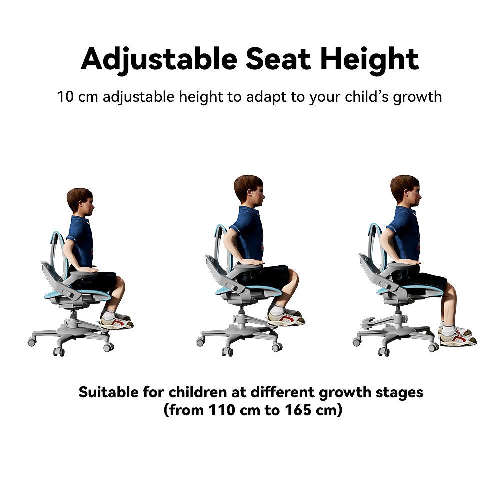 Zee ergonomic kids study desk chair is with adjustable seat height 10cm adjustable height to adapt to your child's growth suitable for children at different growth stages from 110 cm to 165 cm