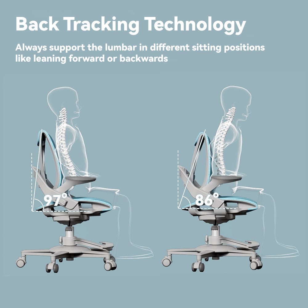 zee ergonomic study chair is with back tracking technology always support the lumbar in different sitting positions like leaning forward or backward